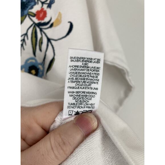 Sundry Anthropologie Floral Embroidered Crew Neck Pullover Sweater Size 2 Medium - Picture 5 of 9